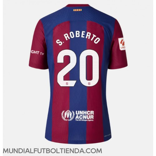 Camiseta Barcelona Sergi Roberto #20 Primera Equipación Replica 2023-24 para mujer mangas cortas